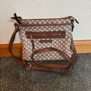Dana Buchman Brown and Cream Patterned Crossbody